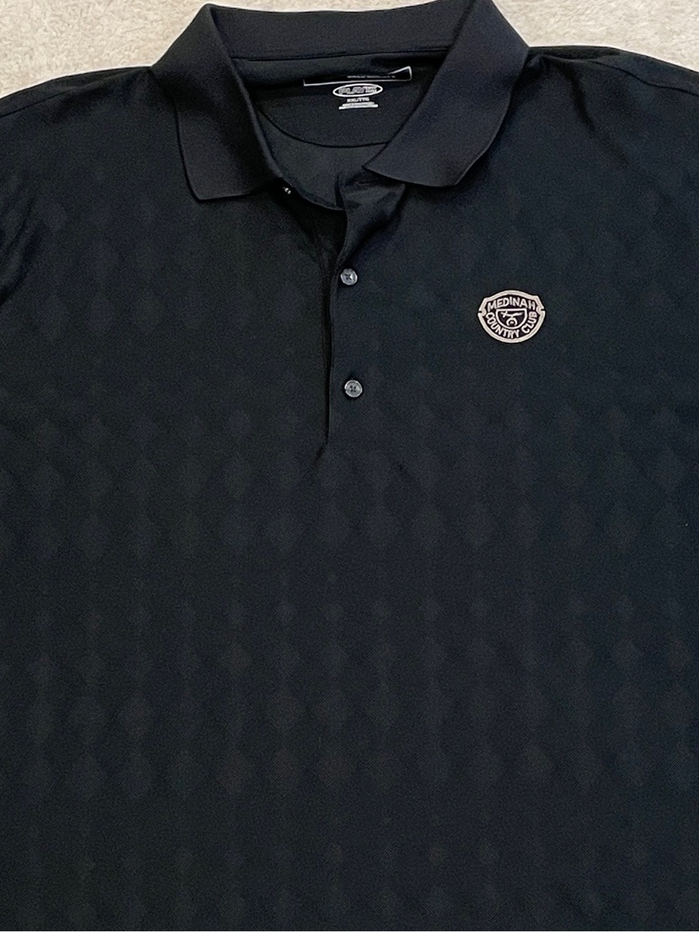 Greg Norman Golf Polo Shirt Black Diamond Pattern XXL Medinah Country Club PGA